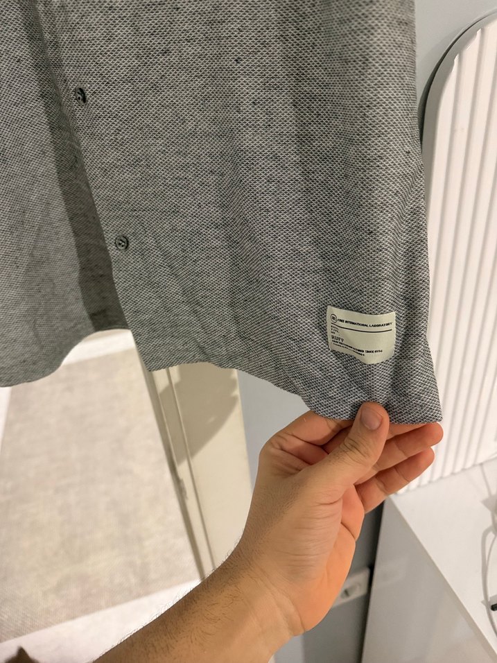 Gri Kısa Kollu Keten Erkek Gömlek - Görsel 2