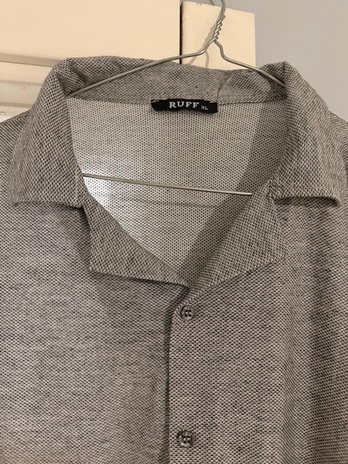 Gri Kısa Kollu Keten Erkek Gömlek - Görsel 3