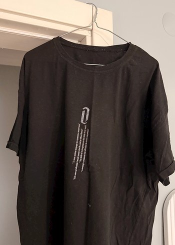 Erkek Siyah Baskılı Keten Tişört - Görsel 2