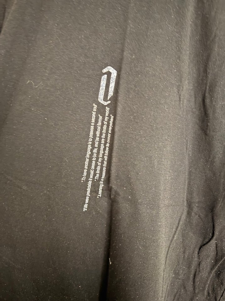 Erkek Siyah Baskılı Keten Tişört - Görsel 3