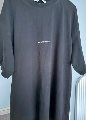 Erkek Siyah Baskılı Keten Tişört - Görsel 2