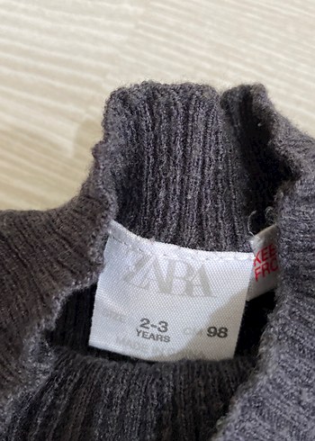 Gri Yüksek Yakalı kız çocuk Triko Kazak - Görsel 2