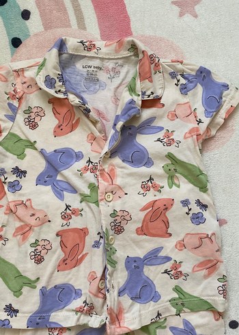 Çok Renkli Kız Çocuk Düğmeli Pamuklu Pijama - Görsel 3