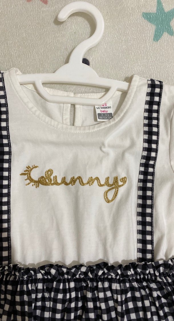 Kız Çocuk Ekose Askılı Pamuklu Elbise - Görsel 2