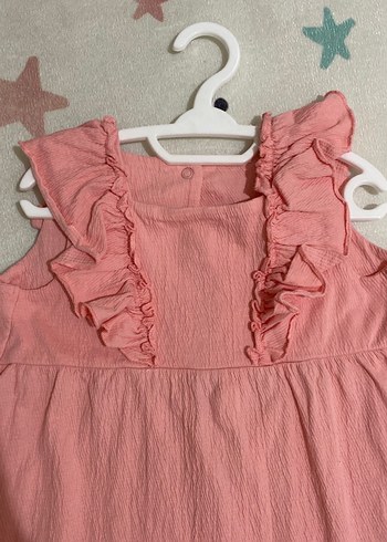 Kolsuz Pembe Keten Kız Elbisesi - Görsel 2