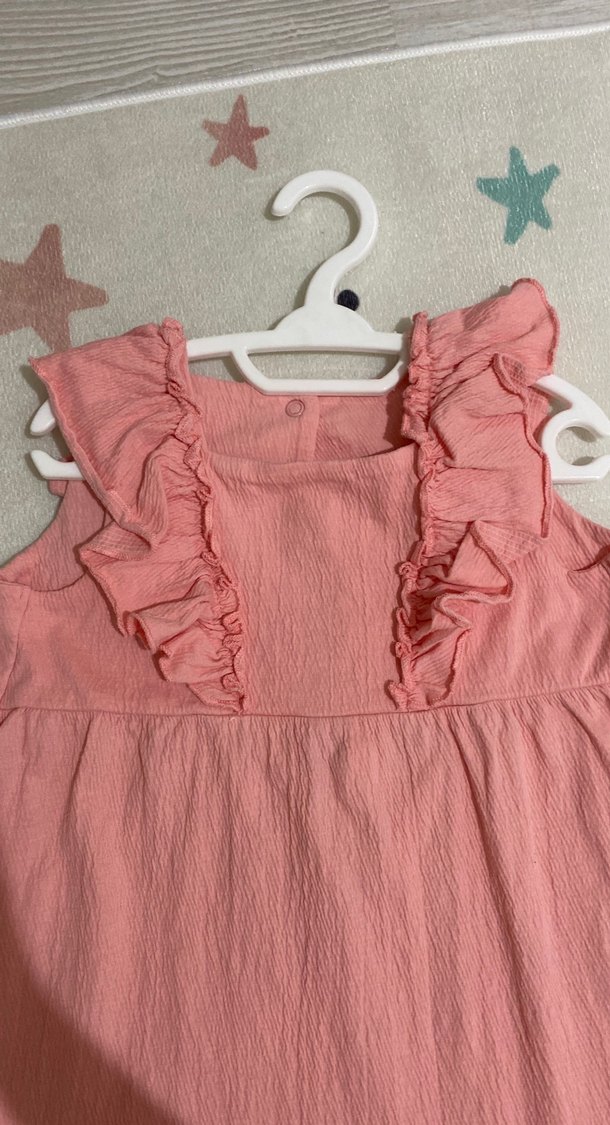 Kolsuz Pembe Keten Kız Elbisesi - Görsel 2