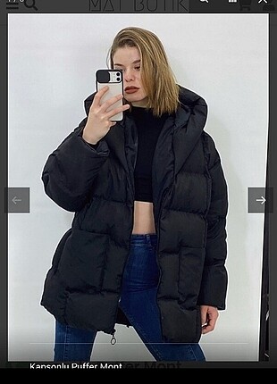 Siyah puffer mont