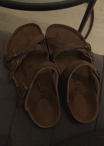 Birkenstock Kahverengi Suet Cift Bantli Terlik