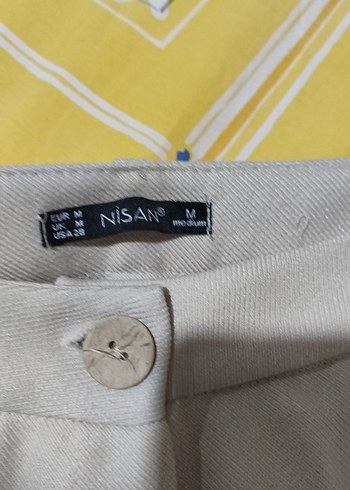 Diğer Bej Pilili Midi Kumaş Kadın Pantolon