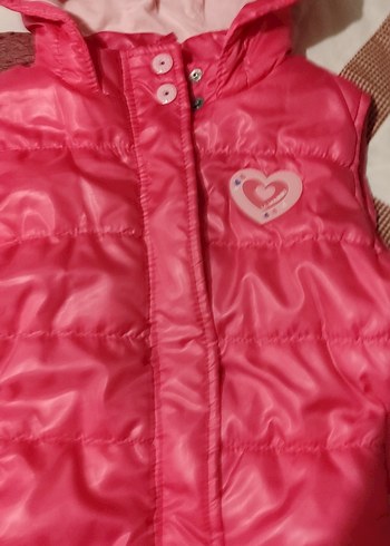Kız Çocuk Kapüşonlu Pembe Şişme Yelek - Görsel 2