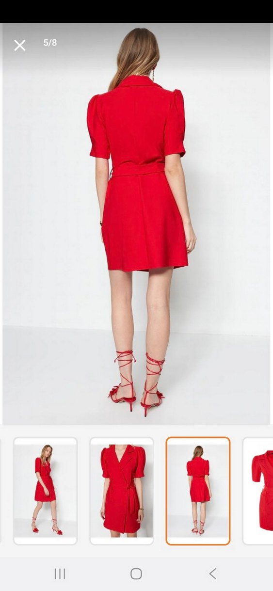 Kırmızı Mini Kuşaklı Kadın Elbise - Görsel 2