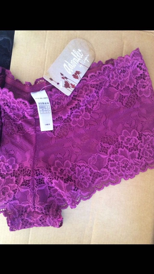 Victoria secret tarzı, tamamı dantel mor Hipster 