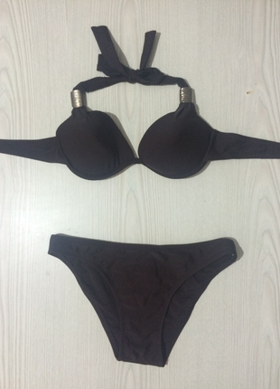 T box marka push up, kahverengi bikini t 