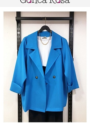 Kadın mavi oversize blazer ceket