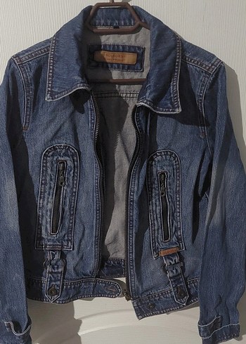 Kadın Mavi Denim Ceket, Normal Boy, Kemerli - Görsel 2