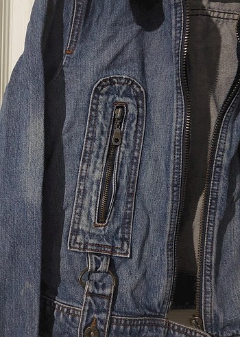 Kadın Mavi Denim Ceket, Normal Boy, Kemerli - Görsel 3