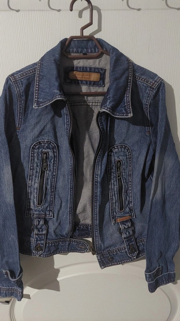 Kadın Mavi Denim Ceket, Normal Boy, Kemerli - Görsel 2