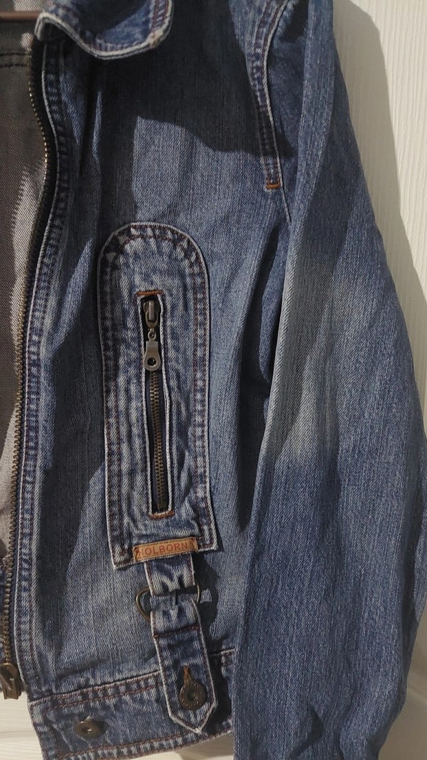 Kadın Mavi Denim Ceket, Normal Boy, Kemerli - Görsel 4