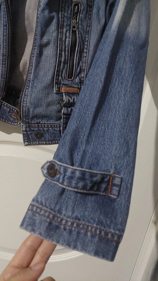 Kadın Mavi Denim Ceket, Normal Boy, Kemerli - Görsel 5