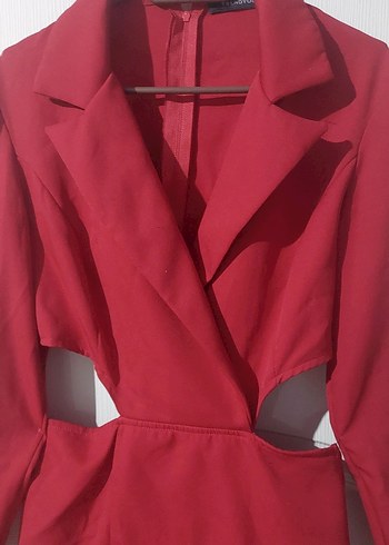 Kırmızı Kadın Uzun Kollu Kesimli Ceket - Görsel 2