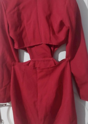 Kırmızı Kadın Uzun Kollu Kesimli Ceket - Görsel 3