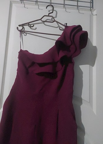 Bordo Drapeli Uzun Kadın Tulum - Görsel 2