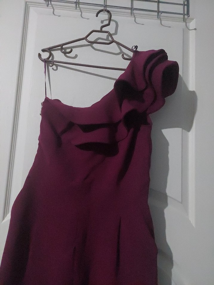 Bordo Drapeli Uzun Kadın Tulum - Görsel 2