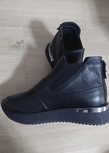 hakiki deri Tokalı Siyah bayan Bot - Görsel 4