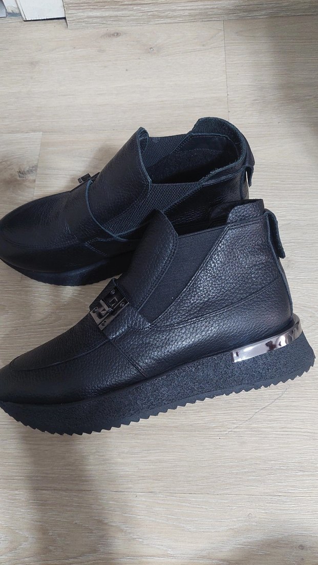 hakiki deri Tokalı Siyah bayan Bot - Görsel 2