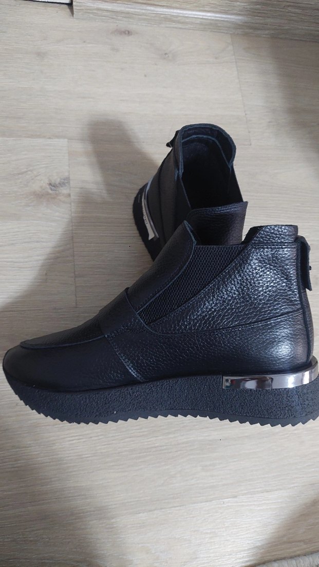 hakiki deri Tokalı Siyah bayan Bot - Görsel 4