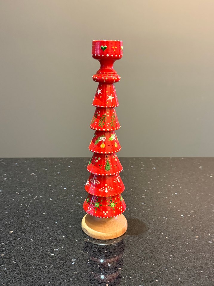 Kırmızı Ahşap Mumluk Şamdan Noel — görsel 3/5