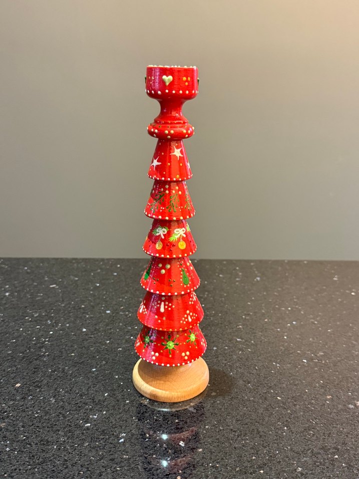 Kırmızı Ahşap Mumluk Şamdan Noel — görsel 4/5