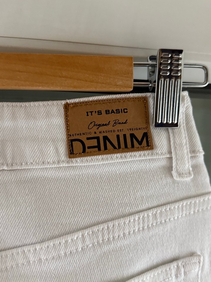 Beyaz Denim Midi Etek — görsel 3/5
