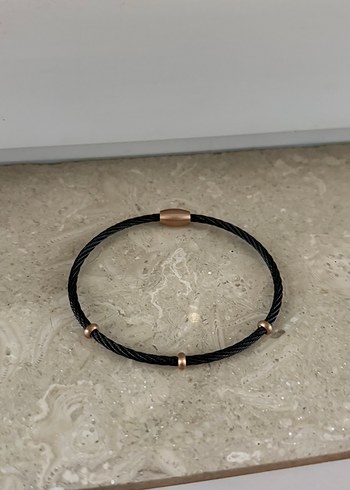 Siyah Rose Gold Detayli Bileklik
