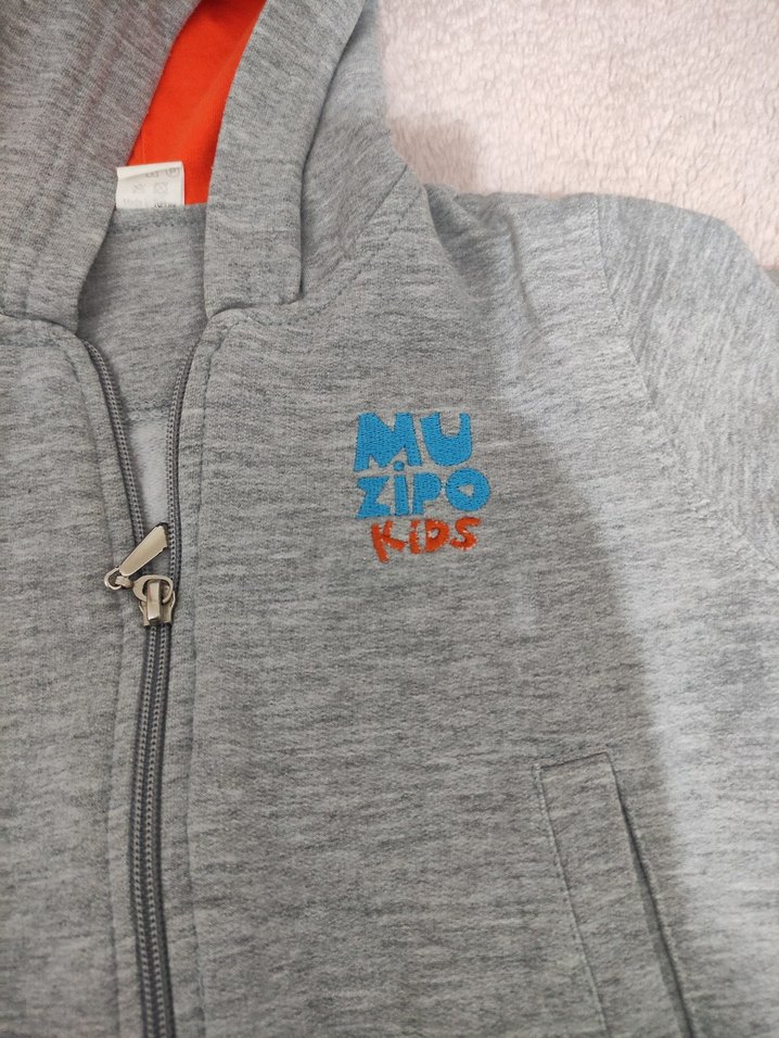 Erkek Çocuk Gri Kapüşonlu Fermuarlı Sweatshirt - Görsel 2