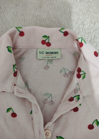 Kız Çocuk Pembe Kiraz Baskılı Kısa Kollu Gömlek - Görsel 2