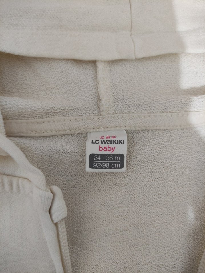 Kız Çocuk Beyaz Kapüşonlu Fermuarlı Sweatshirt - Görsel 5