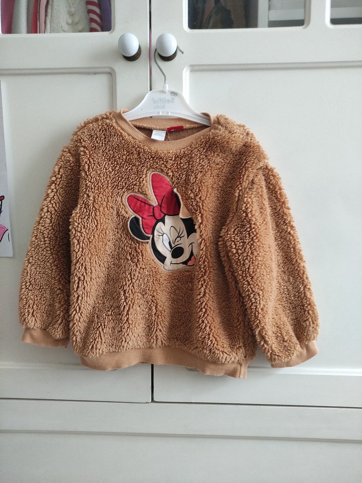 Kız Çocuk Kahverengi Peluş Sweatshirt - Görsel 2