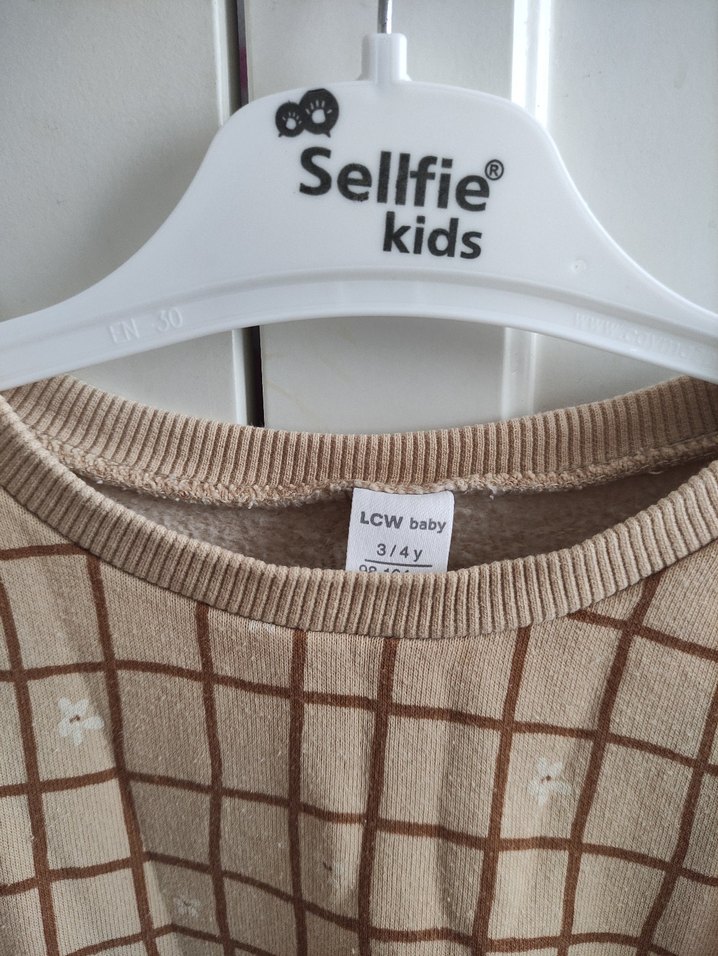 Kazak Yaka Ekose Desenli Kız Sweatshirt - Görsel 3