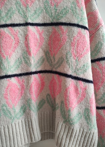 Pembe Bohem Örgü Kadın Kazak - Görsel 4