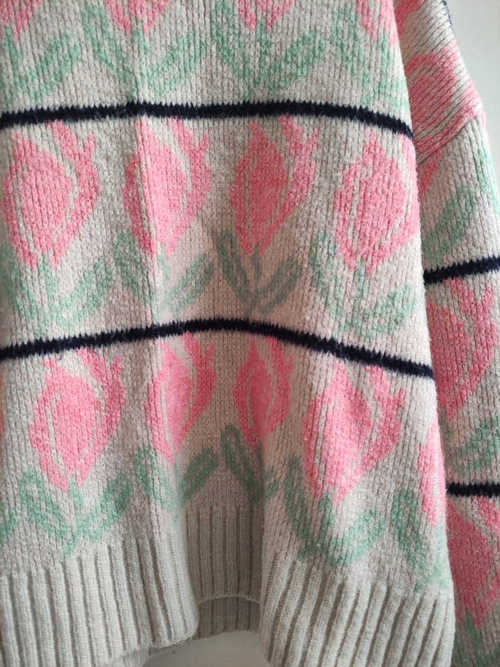 Pembe Bohem Örgü Kadın Kazak - Görsel 4