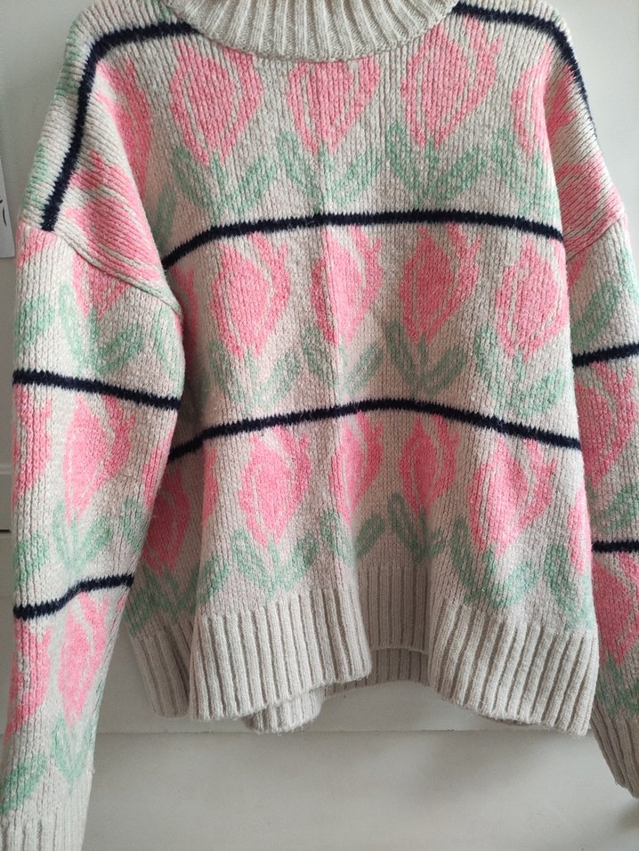 Pembe Bohem Örgü Kadın Kazak - Görsel 2