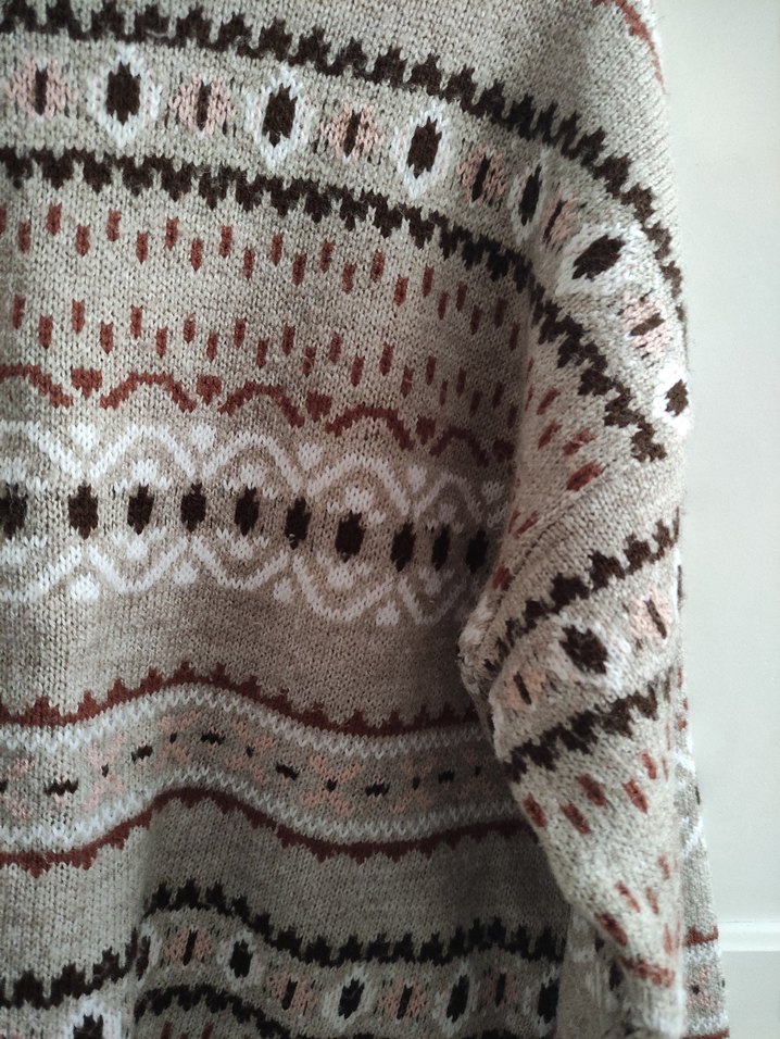 Bej Bohem Desenli Örgü Kadın Kazak - Görsel 3