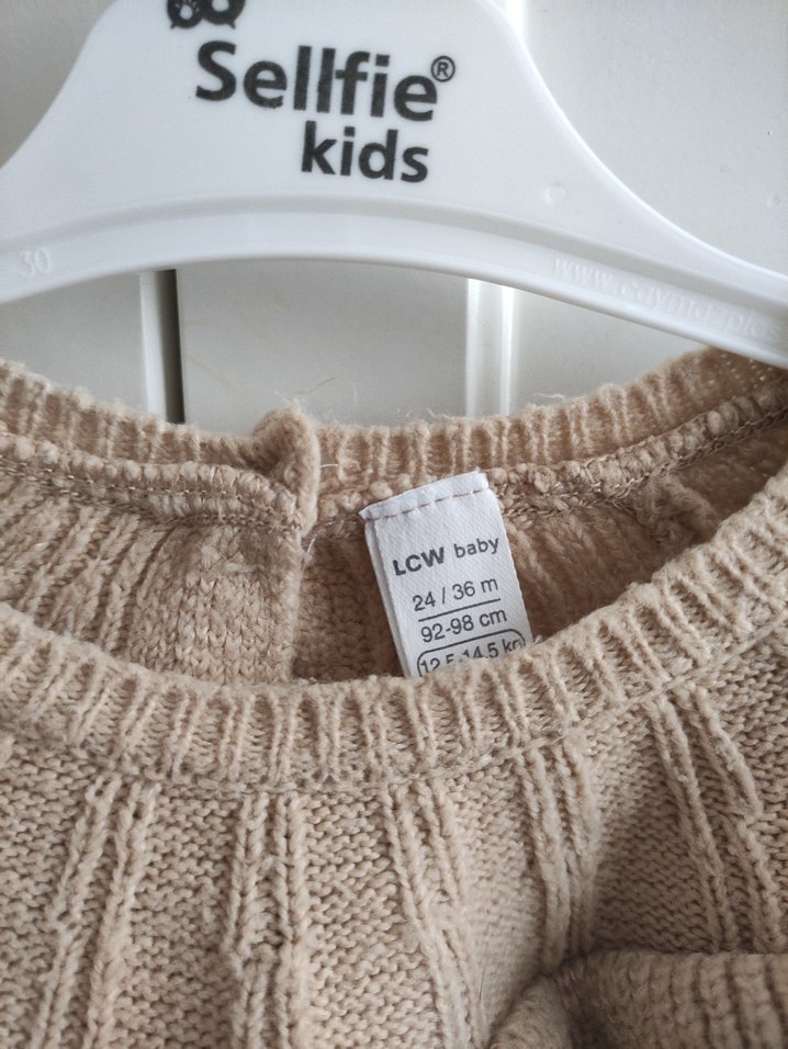 Bej Kız Çocuk Bohem Triko Kazak - Görsel 3