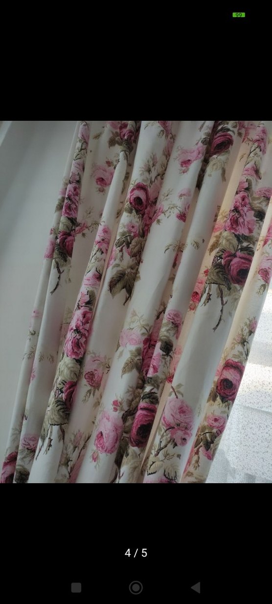 Pembe Çiçek Desenli Modern Klasik Perde - Görsel 3