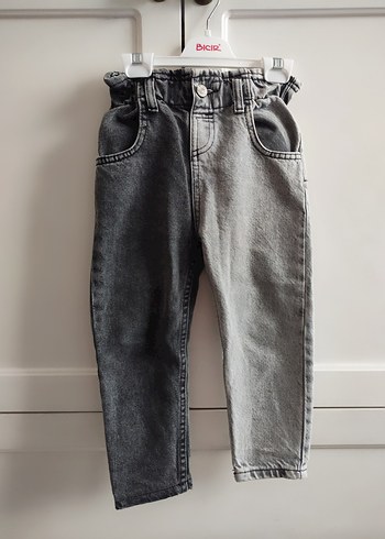 Kemerli Gri Kız Denim Pantolon