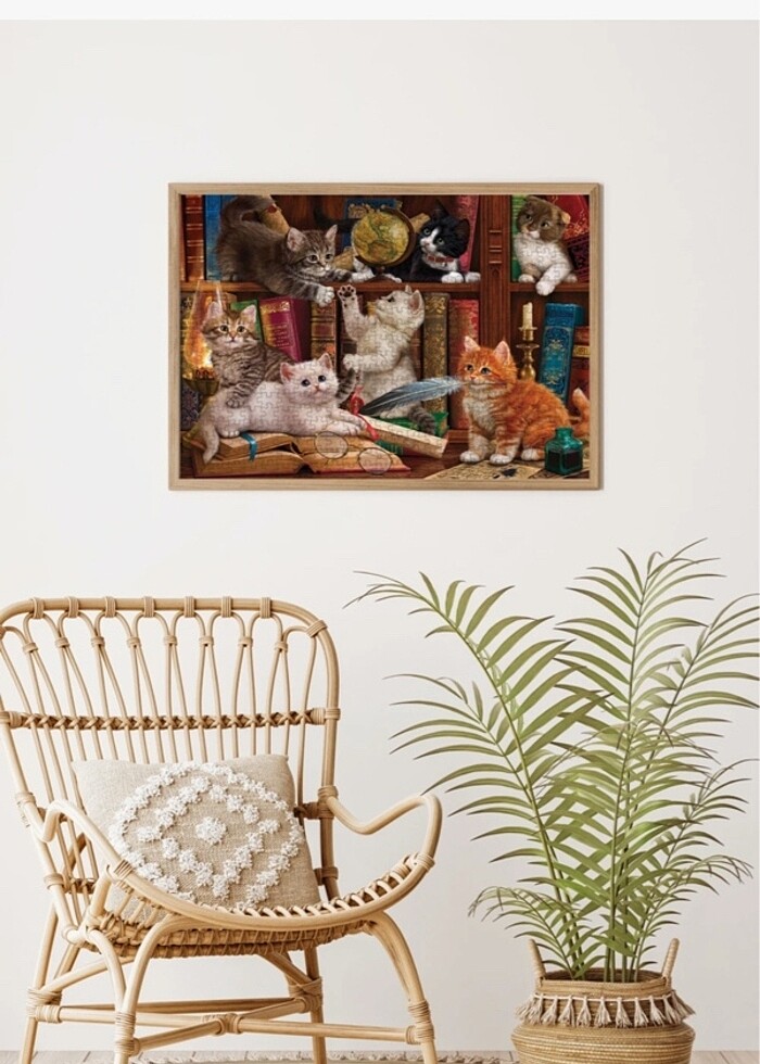 Kediler ve kitaplar Anatolian Puzzle 500 parça - Görsel 3