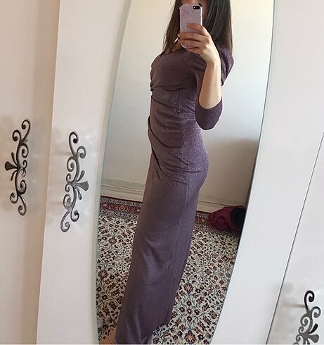 simli abiye elbise lavanta