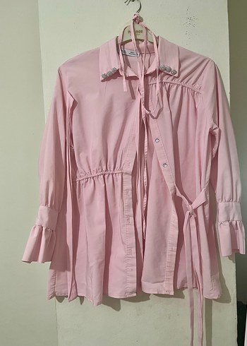 Diğer Ağrı tasarım Pembe Kadın Pamuklu Uzun Kollu Gömlek