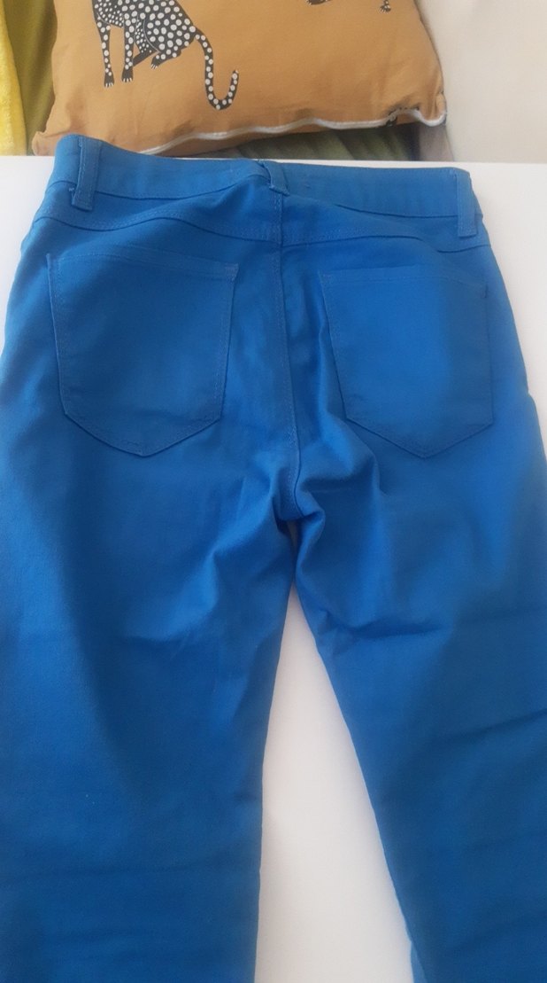 Parlak Mavi Kadın Midi Boy Dar Kesim Kot - Görsel 3